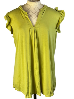 Acting Pro Sleeveless Ruffle Hem Lime Green Tunic Top Size Large New